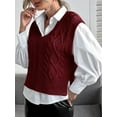 thumbnail image 2 of Langwyqu Spring Fall V-Neck Women Sleeveless Knit Vest Ribbed Sweater Pullover, 2 of 5