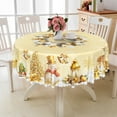 thumbnail image 5 of Nanqianyi Round 70'' Yellow Tablecloth Christmas Wreath Snowman Xmas Tree Circle Table Cloth for Kitchen Dinner, 5 of 9