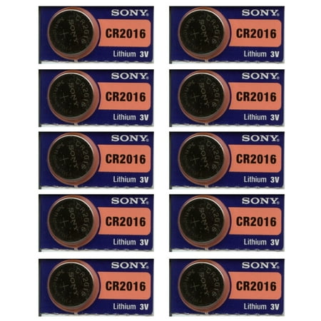 Value Pack Sony Lithium 3V Batteries CR2016 For Watches Remotes Electonics, 10 Pack