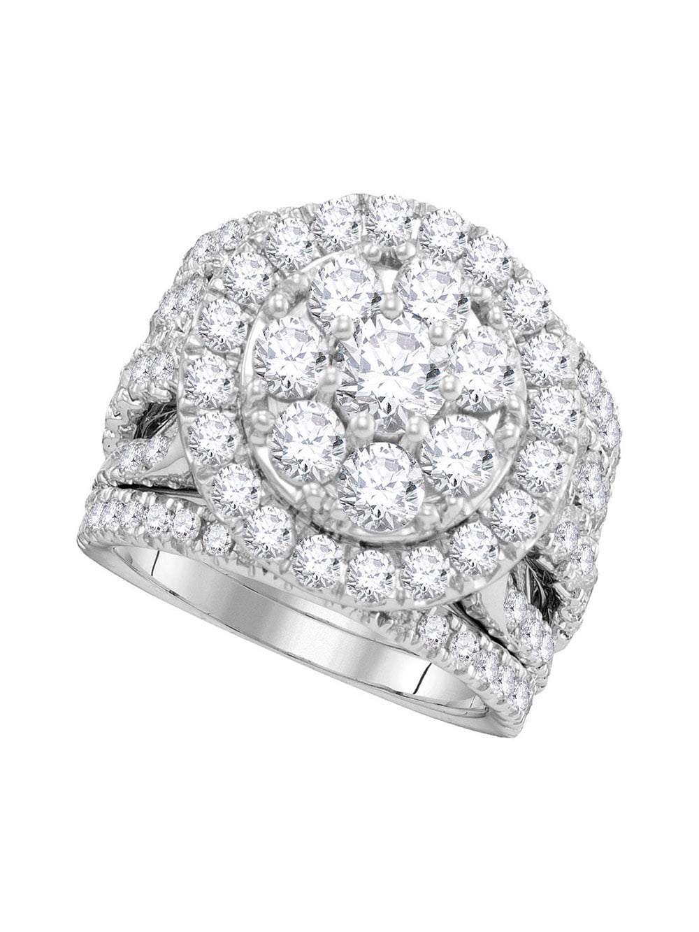 FB Jewels 14kt White Gold Womens Round Diamond Halo Cluster Bridal ...