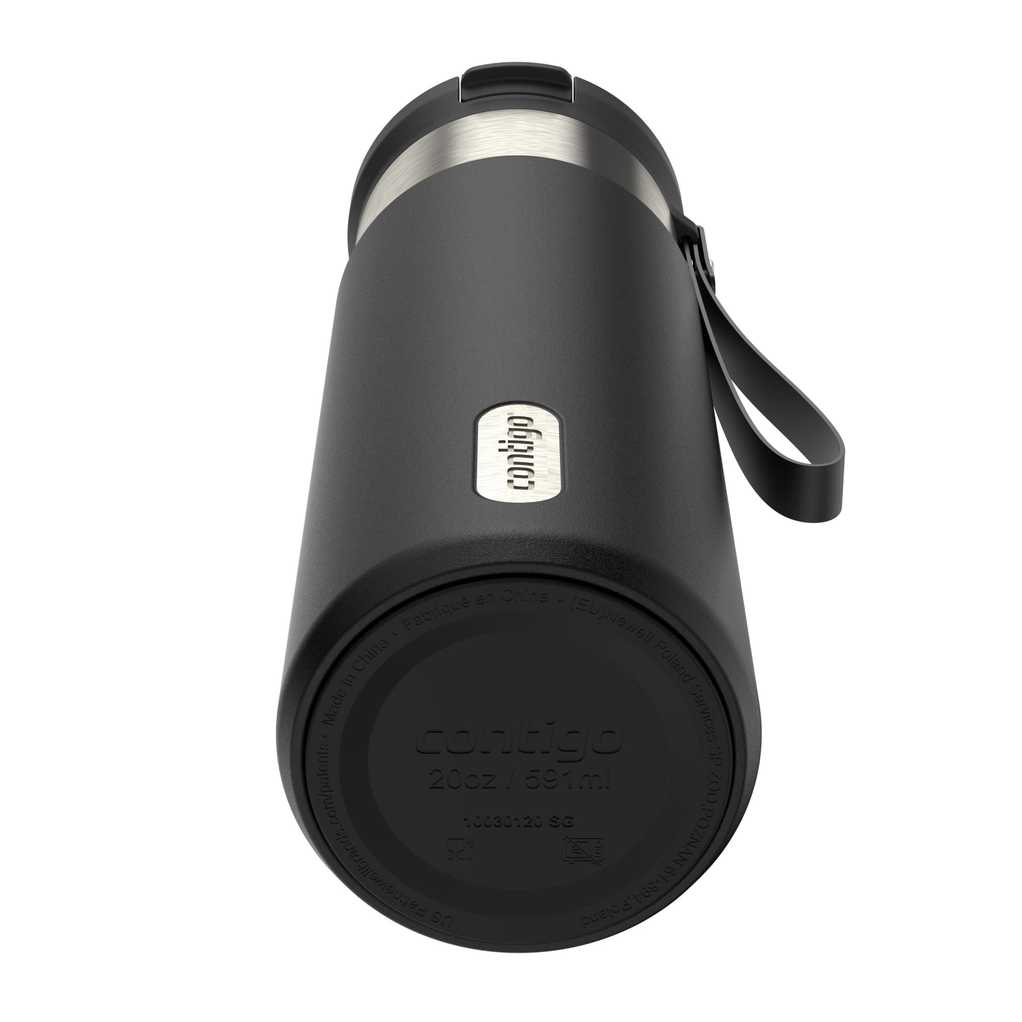 Contigo 20oz SnapSeal Insulated Stainless Steel Water Bottle with Straw, Licorice Black/Gunmetal