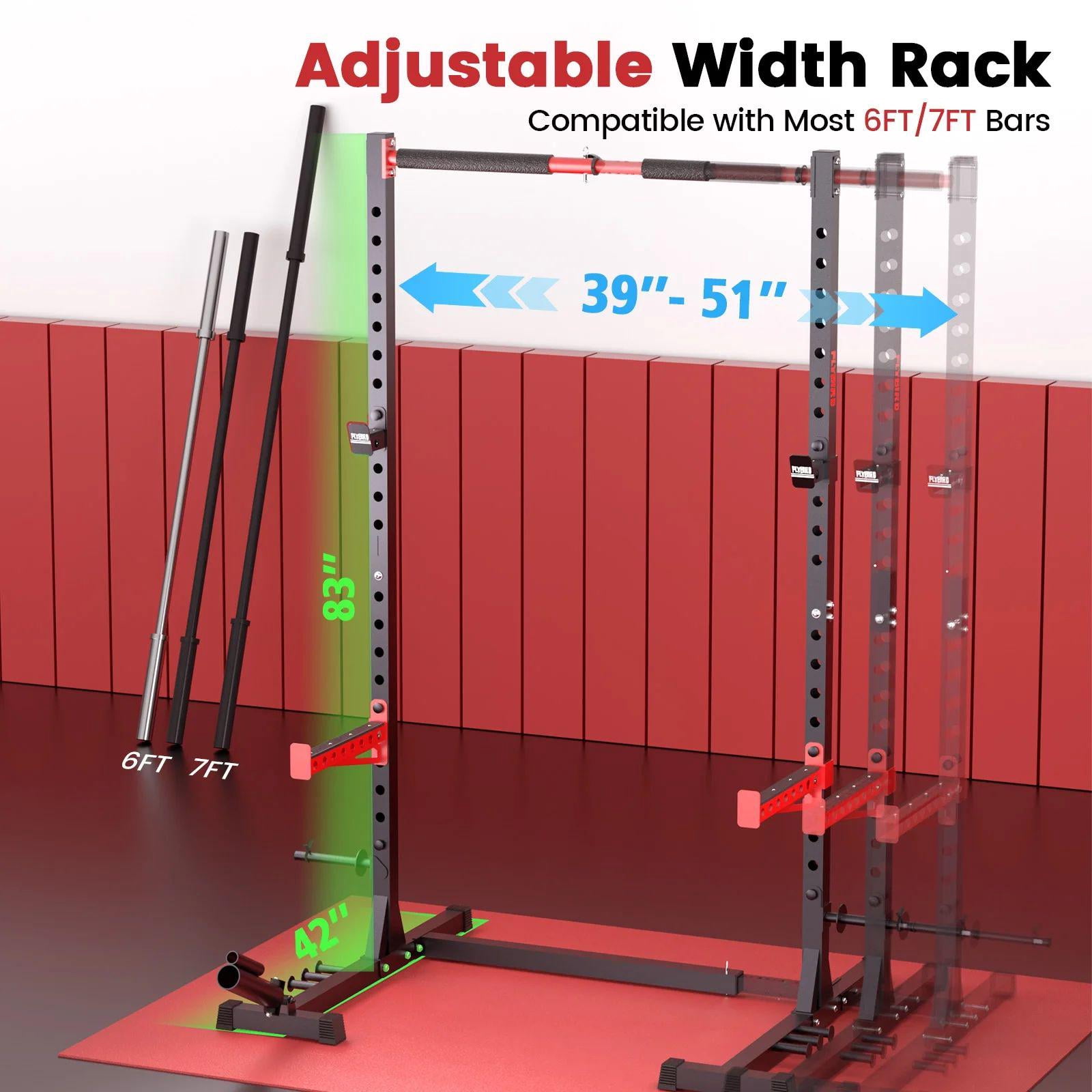 FED Fitness  Multi-Functional Power Rack: Adjustable Squat Stand with Pull-Up Bar, Compatible with 6FT/7FT Barbells for Home Gym