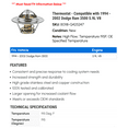 thumbnail image 2 of Thermostat - Compatible with 1994 - 2002 Dodge Ram 3500 5.9L V8 1995 1996 1997 1998 1999 2000 2001, 2 of 2