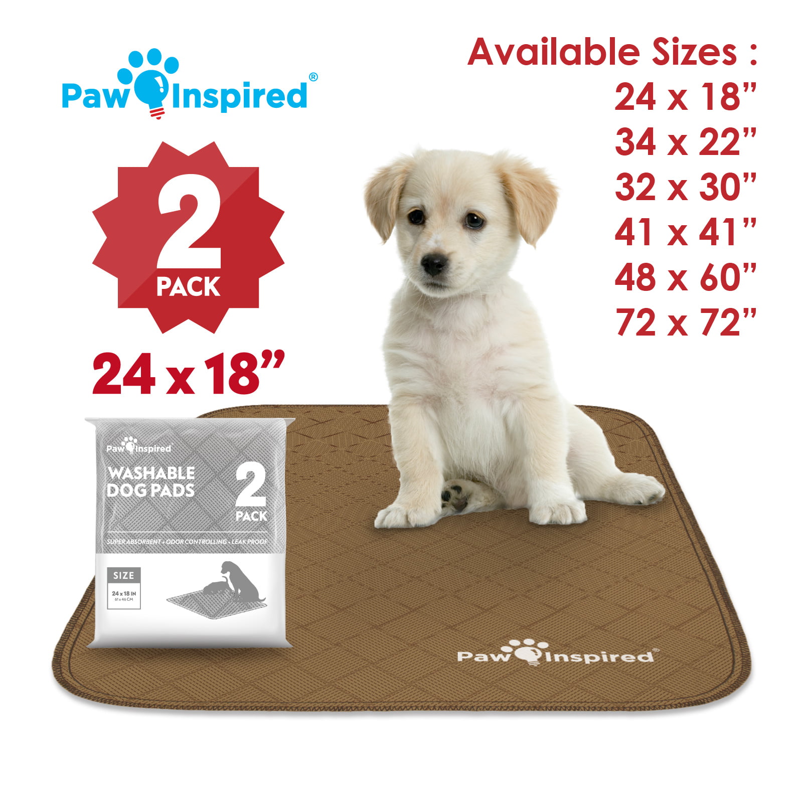 Pee Pad Size 24x36 EZwhelp Dog Mat Value 2-Pack 