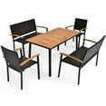 thumbnail image 2 of Gymax 5PCS Rattan Outdoor Dining Set Patio Furniture Set w/ Wooden Tabletop, 2 of 10