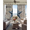 thumbnail image 4 of Village Stars Blackout Curtains 45 Inch Length Vintage Blue Star Beige Barn Doors Thermal Insulated Window Curtain Window Drapes 2 Panels for Bedroom Living Room 52"Wx45"L, 4 of 9