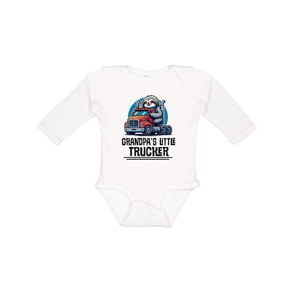 Inktastic Trucking Grandpa Little Trucker Boys Long Sleeve Baby Bodysuit