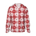 thumbnail image 2 of Uemuo Red Plaid Daisy Pattern Women's Full Zip UPF 50+ Sun Protection Hoodie Jacket Long Sleeve Sun Shirt Hiking Outdoor Performance with Pockets-, 2 of 9