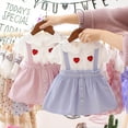thumbnail image 5 of Mjbaby Summer Baby Girl Princess Dress Fake 2 Piece Toddler Heart Pattern Short Sleeve Cotton Sundress, 5 of 5
