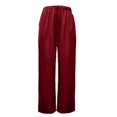 thumbnail image 4 of Women's Satin Wide Leg Pants, Low Rise Loose Fit Trousers, Casual Lounge Pants, Elastic Waist Silk Pants, Slinky Evening Pants, Going Out Bottoms Red S, 4 of 4