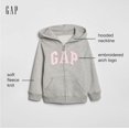 thumbnail image 2 of Sudadera con Capucha con Cremallera y Logo de GAP para Bebés Niña, Gris Jaspeado, 18-24 Meses, 2 of 3