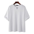 thumbnail image 3 of INCERUN Men's Fashion Short Sleeve Solid Color Shirts Loose Casual Tops, 3 of 7