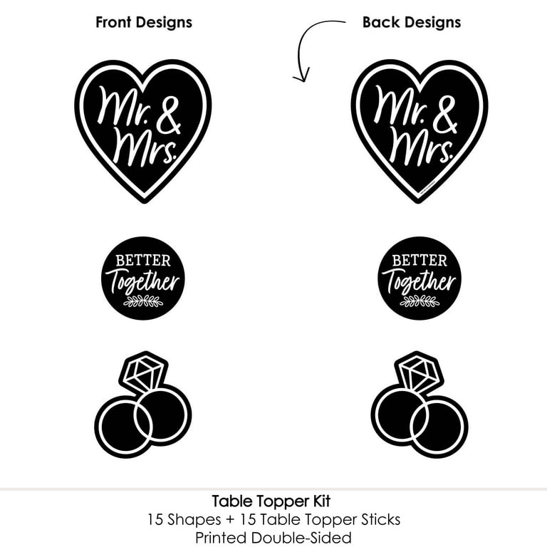 Big Dot of Happiness Mr. and Mrs. - Black and White Wedding or Bridal Shower Circle Sticker Labels - 24 Count