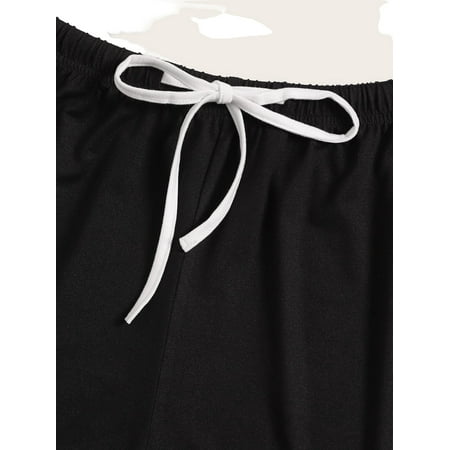 

Women s Pajama Sets Black Cute Slogan Round Neck Short Sets Short Sleeve