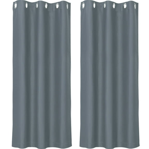 Unique Bargains Blockout Window Darkening Gorgeous Grommet Curtain Panels Set of 2 Gray 42" x 63"