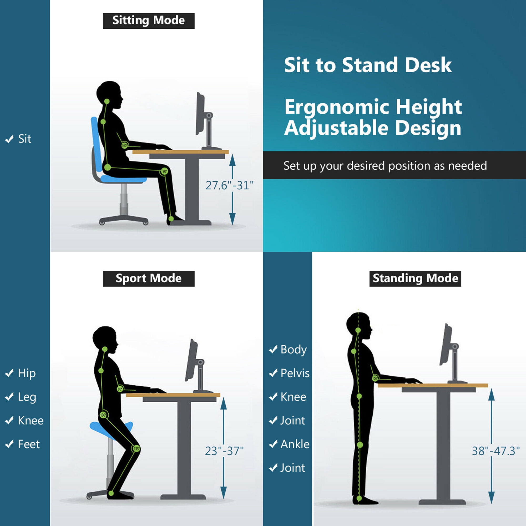 Gymax Electric Standing Desk Sit to Stand Dual Motor White Height Adjustable