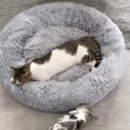 thumbnail image 2 of Cama de piel sintética para perros y gatos, redonda y peluda, antiansiedad, relajante, con forma de donut, para cachorros medianos y grandes, con cojín y autocalentable (8,5 m), 2 of 5
