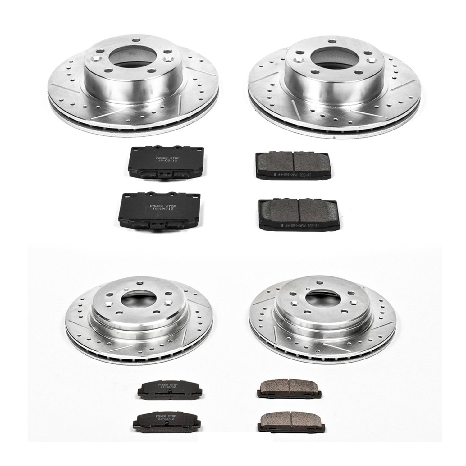 PowerStop Front and Rear Z23 Evolution Sport Carbon-Fiber Ceramic Brake Pad and Drilled & Slotted Rotor Kit Fits: MAZDA Select Models K471