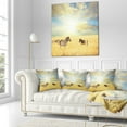 thumbnail image 3 of Designart Sunset over Grassland with Zebras - African Landscape Printed Throw Pillow - 18x18, 3 of 5