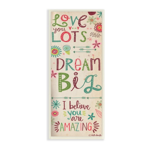 The Kids Room by Stupell Love You Lots Dream Believe Wall Plaque Art, 7 x 0.5 x 17