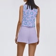 thumbnail image 5 of WTOBBY Women's Summer Floral Print Two Piece Outfit Sleeveless Square Neck Cropped Top and High Waist Shorts Set with Pockets Bodysuit Style for Casual Fashion ,Light Purple L, 5 of 5