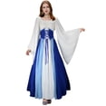 thumbnail image 2 of Renaissance Dress Women, Womens Renaissance Costume, Renaissance Costume, Renaissance Costume Women, Women's Renaissance Medieval Costumes Dress Trumpet Sleeves Gothic Retro Gown, Royal Blue M, 2 of 6