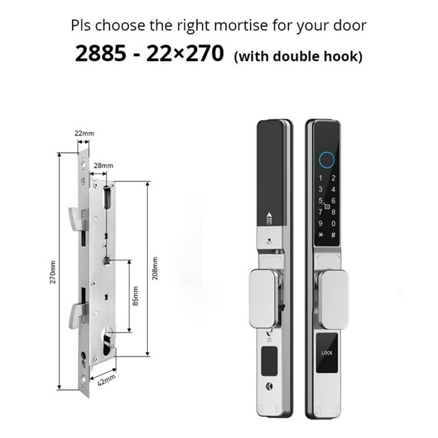 Waterproof Smart Door Lock Fingerprint APP Password RFID Card Keyless Digital Electronic Lock Aluminum/s Sliding ,Easy Installation