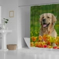 thumbnail image 2 of Coolnut Bath Shower Curtain Liners Golden Retriever Sitting in Tulip Flower Fields 66x72in Polyester Waterproof with 12 Curtain Hooks, 2 of 4