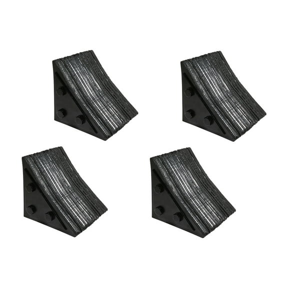 4 Pack 7"x7-1/2"x7-1/2" Small Laminated Rubber Wheel Chock for Semi Trucks RVs & Trailers - Black Heavy Duty Wheel Chocks with Built-in Handle, Steel Plate, Semi Rigid Finish