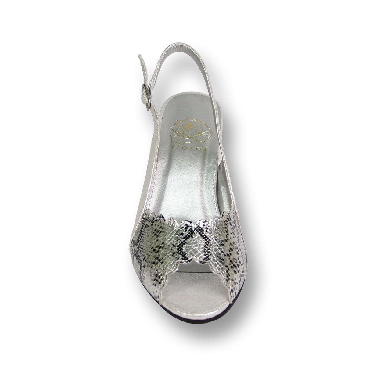 FLORAL Corina Women's Wide Width Two Tone Metallic Snake Front Dress Slingback SILVER 9