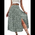 thumbnail image 1 of Faldas Largas Estampadas para Mujer, Cintura Alta, Abertura en Forma de A, Falda Larga Hasta el Suelo. Verde L, 1 of 10