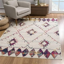HomeRoots  9 x 13 ft. White Berber Pattern Area Rug - Cream - 9x12