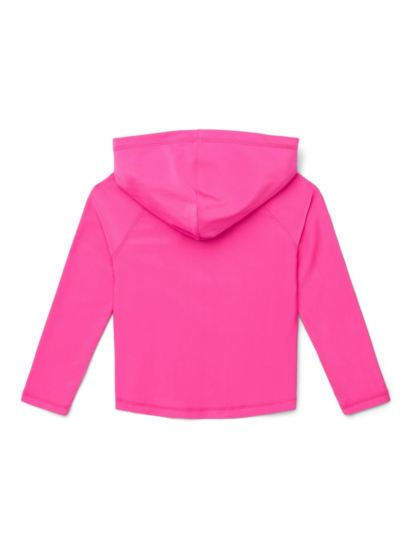 Wonder Nation Girls' Rashguard Hoodie with Long Sleeves
