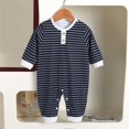 thumbnail image 2 of HAiming Baby Boys Girls Striped Jumpsuit Long Sleeve Button Loose Casual Trendy Snowsuit Fall Winter Outdoors Clothes, 2 of 5