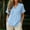 Blue, variant on Women's Split Neck Peplum Blouse with Ruffle Cuffs, Short Sleeve Linen Style Top, Cute Fashion Casual Wear for Summer & Fall Blue L