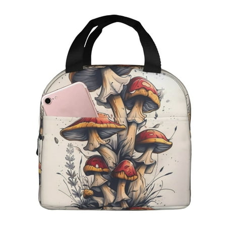 Insulated Lunch Bag for Women Men - Cute Forest Mushrooms Leakproof Cooler Lunch Box for Women Men  Lunch Tote Bags for Work School Picnic Travel