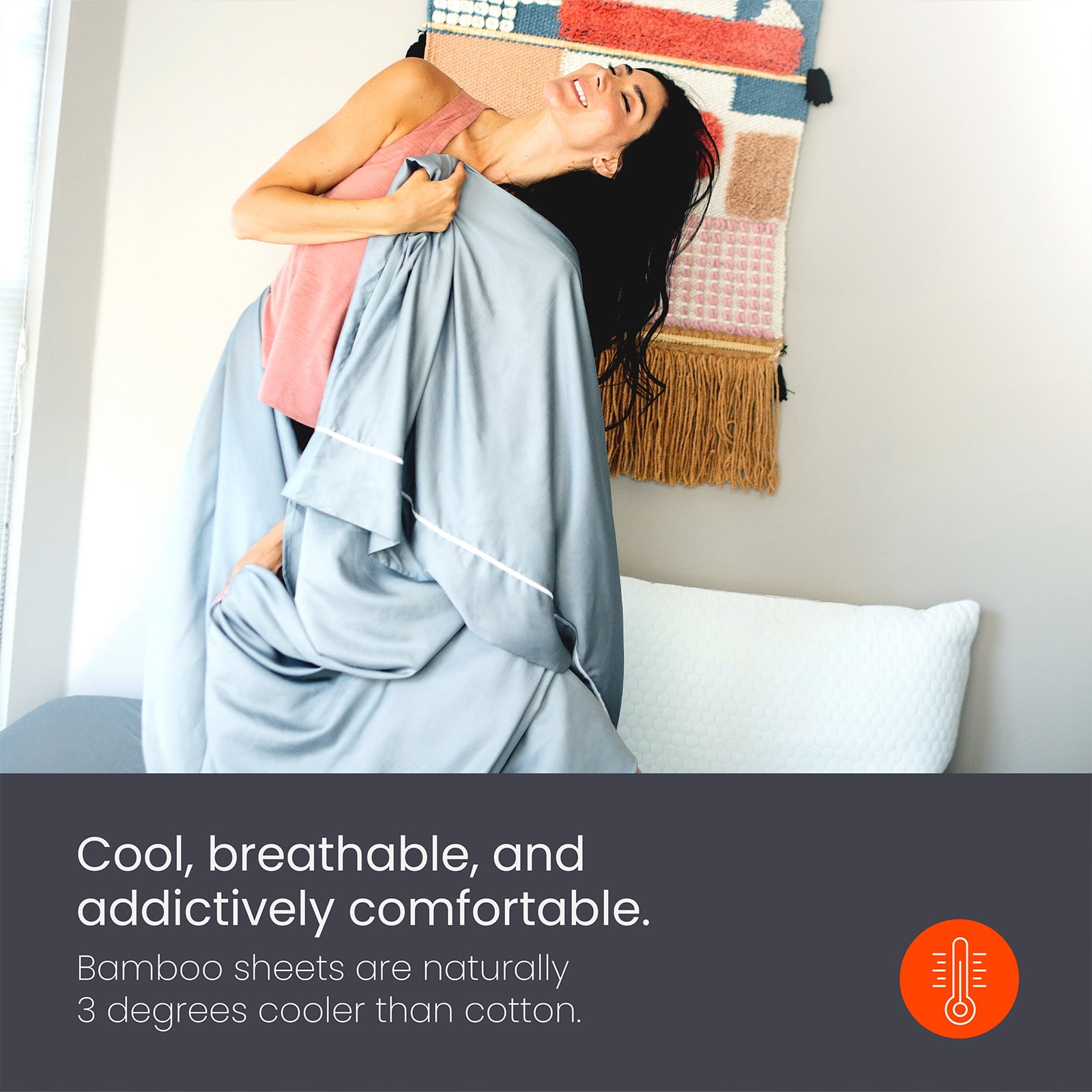 Layla Bamboo Bed Sheets | Breathable with Temperature Control | (Gray, Queen)