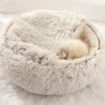 thumbnail image 3 of LiMimmuu Pet Bed Pet Sleeping Bag Warm Pet Bed Pet Bed Round Long Plush Soft Semi-closed Elastic Solid Color Warm Small Dog Puppy Cave House Pet Supplies Pet Cave, 3 of 5