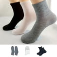 thumbnail image 3 of harmtty Winter socks 3 Pairs Cotton Socks Breathable Solid Color Super Soft Sweat-absorbent Non-Fading Protective Washable Men Cozy Mid-Tube Socks for Men Grey, 3 of 7