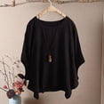 thumbnail image 4 of Xioeram Women Casual T-shirt O-neck Batwing Short Sleeve Tee Shirt Loose Fit Solid Color Pullover Tops Streetwear, 4 of 7