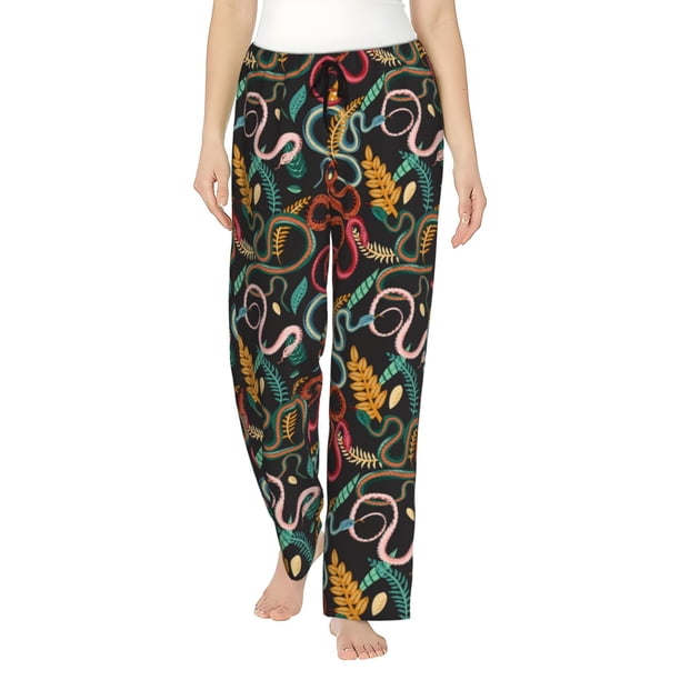 Balery Snake And Flower Pantalones de pijama para mujer, pijamas ultraligeros, pantalones de estar por casa-Small