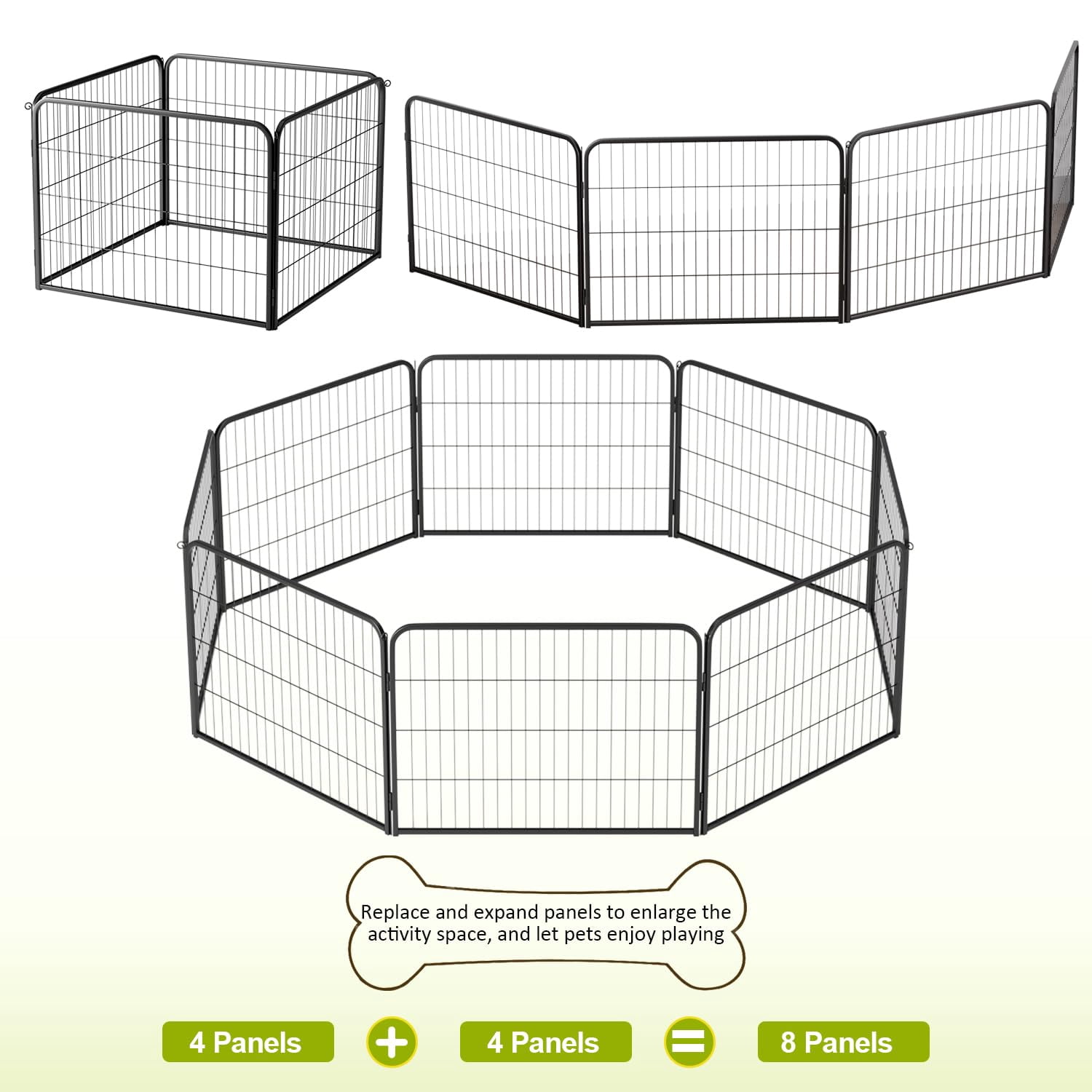 BORGEBY Dog Playpen Indoor 24 inch Height 4 Panels Dog Pen for Small and Medium Dogs, Exercise Pen Pet Dog Fence with Doors ,Black