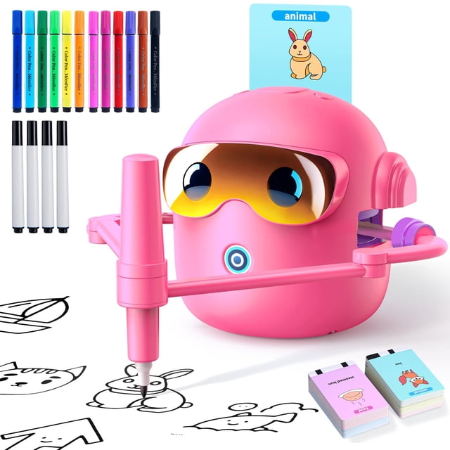 Robot de dibujo NAUQUOHZ con 100 tarjetas para niños de 3 a 8 años