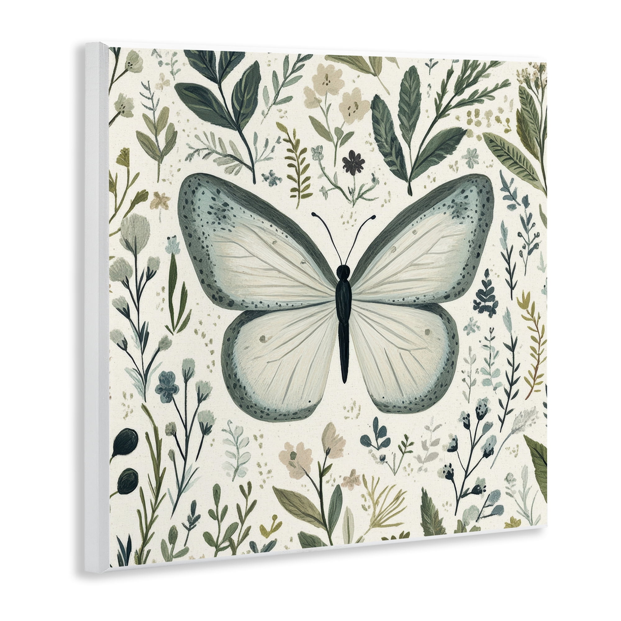 Stupell Industries Dusty Blue Butterfly Botanicals Wall Plaque Art, design by Petal Prints Design