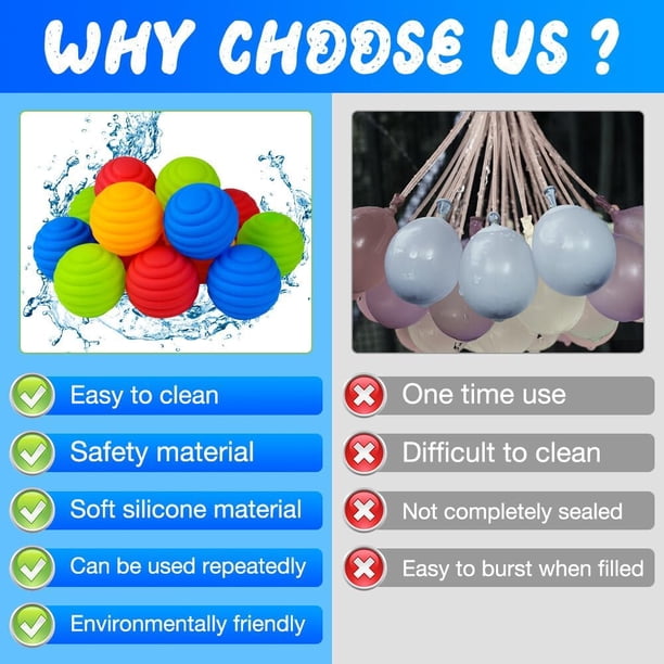 Globos De Agua Reutilizables De Silicona – 12 Piezas De Llenado Rápido Y Autosellado – Bolas De Salpicaduras Para Verano – Juguetes Acuáticos Para Piscina, Playa Y Fiestas Infantiles
