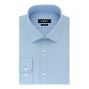 DKNY Mens Blue Collared Slim Fit Stretch Dress Shirt L 16.5- 34/35