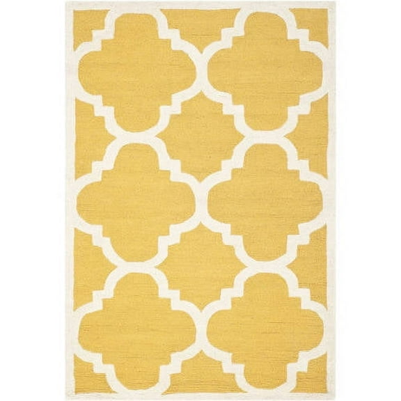 SAFAVIEH Cambridge Justine Geometric Quatrefoil Wool Area Rug, Gold/Ivory, 3' x 5'