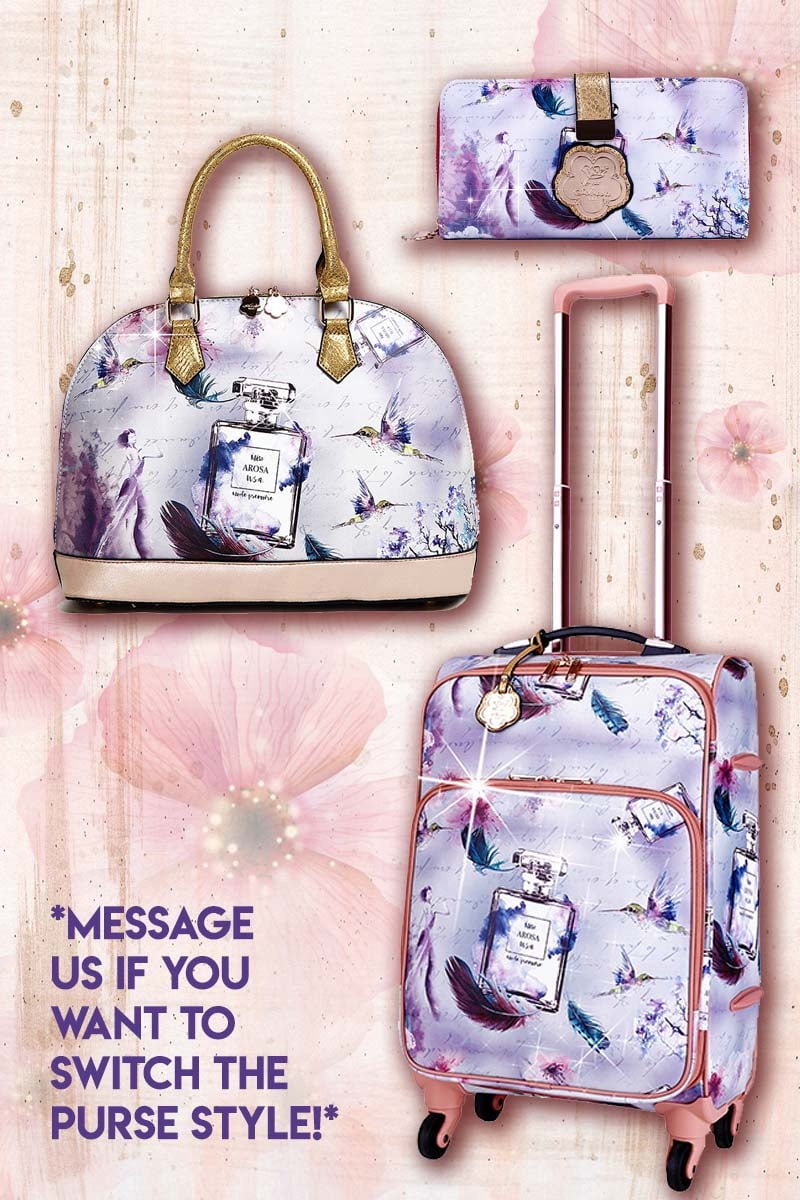 Arosa Fragrance 3PC Set Carryon Underseat Travel Luggage