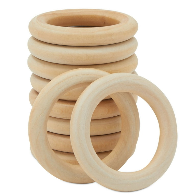 Set of 4 Wooden Rings for Craft Projects, Premium Quality, Diameter 10 cm,  Thickness 10 mm, Natural Colour
