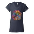 thumbnail image 3 of Colorful Neon Gorilla | Dean Russo Art Animal Lover Women's Standard V-Neck Tee, Navy, X-Large, 3 of 6